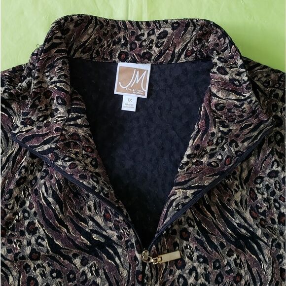 JM COLLECTION animal print zip up jacket - Picture 4 of 4
